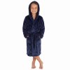 18C1094: Kids Plain Navy Plush Dressing Gown (3-8 Years)